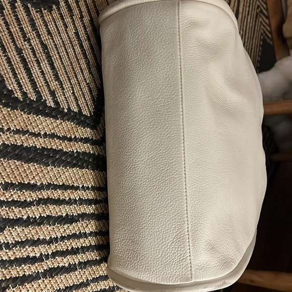 Thacker Eggshell Gold Terry Tote Work Bag Purse Cream Leather w/ Wallet - Picture 9 of 16